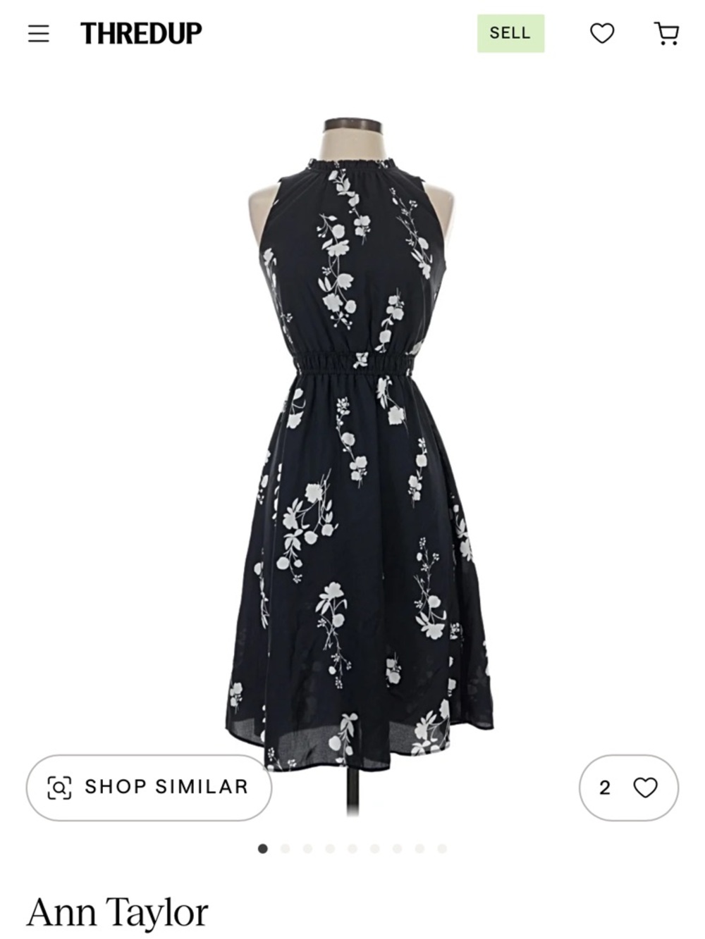 2 for $30 sale: Ann Taylor petite black sleeveless midi dress white floral - XXS